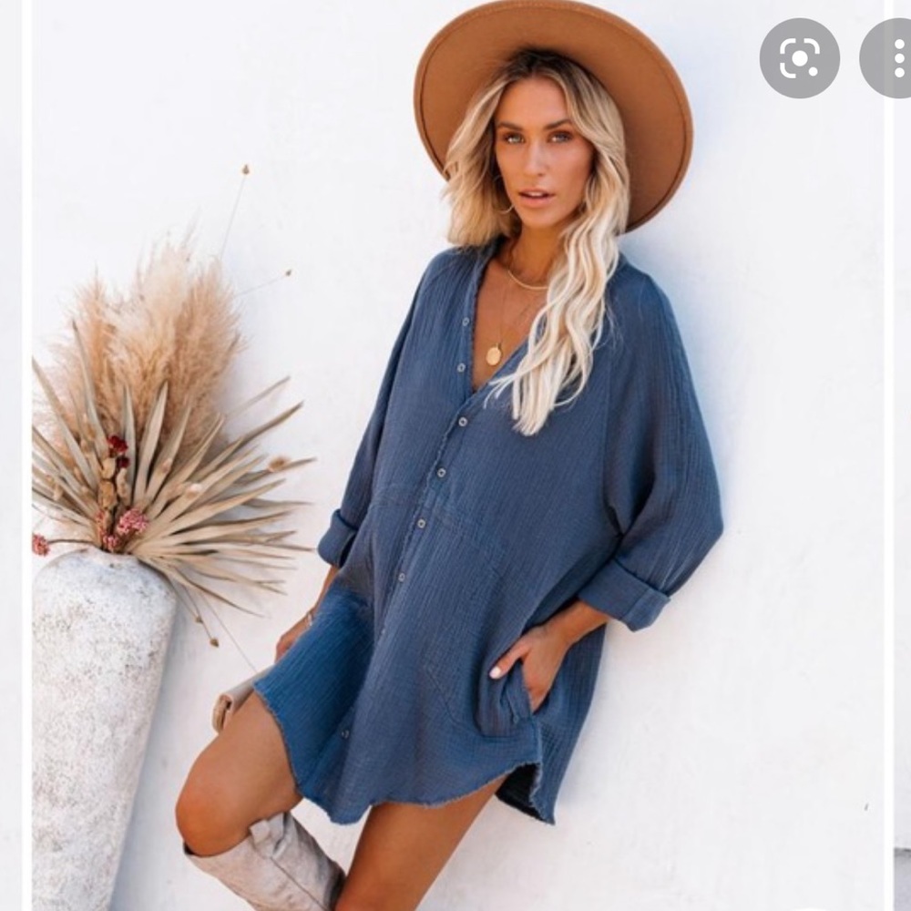 Vici Kennedy cotton button down tunic S NWT